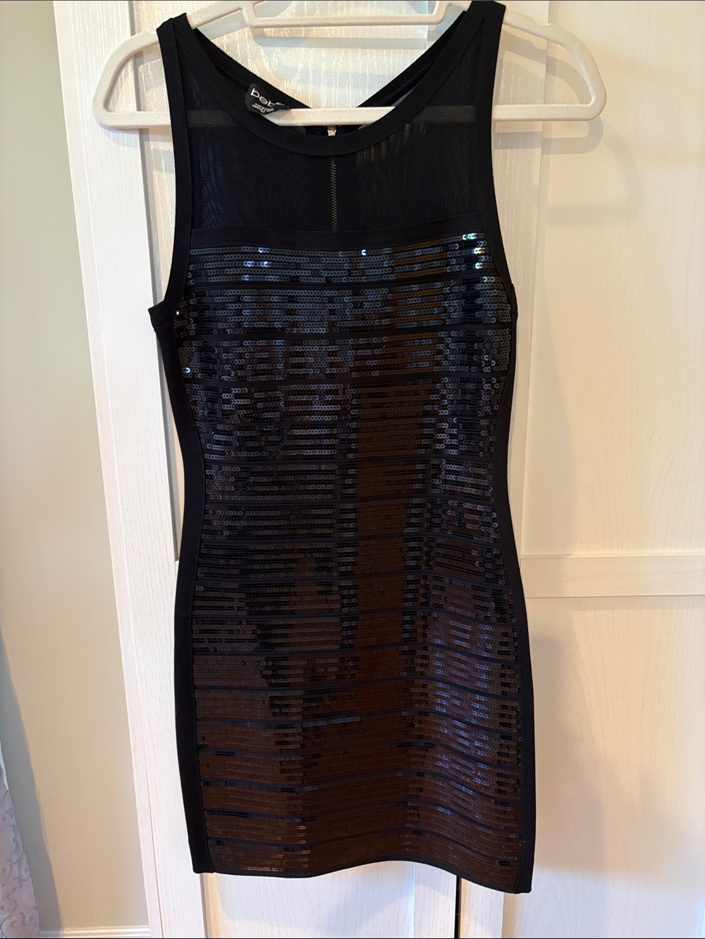 bebe Black Sequin Mini Dress Size S/P NWWT